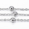 Tarnish Resistant 304 Stainless Steel Cable Chains, Satellite Chains, with Steel Beads, Soldered, with Spool, Flat Oval, Stainless Steel Color, 2x1.5x0.2mm, about 32.8 Feet(10m)/roll