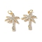 Brass Micro Pave Clear Cubic Zirconia Pendants, Coconut Tree Charms, Cadmium Free & Lead Free, Long-Lasting Plated, Rack Plating, with Jump Ring, Real 18K Gold Plated, 20x15x2mm, Hole: 3mm