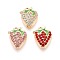 Alloy Rhinestone and Enamel Pendants, Strawberry, Golden, Mixed Color, 17x13x4mm, Hole: 1.8mm