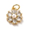 Rack Plating Brass Micro Pave Cubic Zirconia Charms, with Pearl, Cadmium Free & Lead Free, Real 18K Gold Plated, Flower, Clear, 12.5x10.5x4mm, Hole: 3.6mm