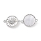 Rack Plating Brass Micro Pave Clear Cubic Zirconia Connector Charms, with Shell, Long-Lasting Plated, Cadmium Free & Lead Free, Flat Round Links with Sun Pattern, Platinum, 15.5x20.5x4.5mm, Hole: 1.2mm