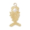 Glass Seed Beaded Fish Pendants, with Round Shell Pearl Bead & 304 Stainless Steel Open Jump Rings Loop, Light Khaki, 34.5x16x6mm, Hole: 3mm