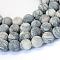 Frosted Natural Black Silk Stone/Netstone Round Bead Strands, 8~8.5mm, Hole: 1mm, about 47pcs/strand, 14.5~15 inch