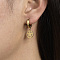 Stainless Steel Flat Round with Star Hoop Earrings, Golden, 28x10mm