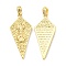 Rack Plating Brass Pendants, Lead Free & Cadmium Free, Long-Lasting Plated, Diamond Spear Charm, Real 18K Gold Plated, 33x15x3.5mm, Hole: 5x2.5mm