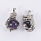 Gemstone Pendants, with Platinum Tone Brass Findings, Dragon, 43x28x26.5mm, Hole: 3x6mm