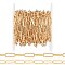 Soldered Brass Paperclip Chains, Flat Oval, Drawn Elongated Cable Chains, Long-Lasting Plated, with Spool, Cadmium Free & Nickel Free & Lead Free, Real 18K Gold Plated, 10x3.6x1.1mm, about 16.4 Feet(5m)/roll