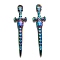 304 Stainless Steel Pendants, Sword Charm, Rainbow Color, 40x10.5x2.5mm, Hole: 2.5mm