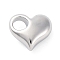 Brass Pendants, Cadmium Free & Nickel Free & Lead Free, Heart Charms, Real Platinum Plated, 10x11x4.5mm, Hole: 3.5mm