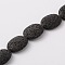 Dyed Oval Synthetic Lava Rock Beads Strands, Black, 26~27x20~21x8mm, Hole: 1mm, about 15pcs/strand, 15.3 inch