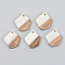 Opaque Resin & Walnut Wood Pendants, Polygon, Floral White, 21x18.5x3mm, Hole: 2mm