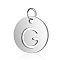 Non-Tarnish 304 Stainless Steel Charms, Flat Round with Letter, Stainless Steel Color, Letter.G, 12x1mm, Hole: 2.5mm