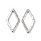 Non-Tarnish 304 Stainless Steel Linking Ring, Textured, Rhombus, Stainless Steel Color, 24x13x1.5mm, Inner Diameter: 17x8.5mm