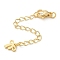 Brass Lobster Clasps & Ends with Chain, Cadmium Free & Nickel Free & Lead Free, Bowknot, Real 18K Gold Plated, 70mm