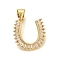 Rack Plating Brass Micro Pave Cubic Zirconia Pendants, Long-Lasting Plated, Lead Free & Cadmium Free,Real 18K Gold Plated, Letter Charms, Letter U, 15.5x15x2mm Hole: 5x3mm