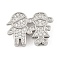 Brass Micro Pave Cubic Zirconia Slide Charms, Long-Lasting Plated, Human, Platinum, 12.5x17x4mm, Hole: 9mm