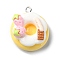 Resin Pendants, with Iron Findings, Doughnut, Yellow, 28~29x24~25x15mm, Hole: 2mm