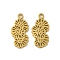 Ion Plating(IP) 304 Stainless Steel Pendants, Laser Cut, Flower Charm, Golden, 17.5x8.5x1mm, Hole: 1.6mm