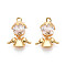 Brass Micro Pave Cubic Zirconia Charms, Angel, Real 18K Gold Plated, 15x11x5~5.5mm, Hole: 1.2mm
