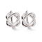 Brass Wire Wrap Hoop Earring Findings with Latch Back Closure, with Vertical Loops, Knot, Cadmium Free & Lead Free, Platinum, 19.5x13x14mm, Hole: 1.5mm, Pin: 1mm