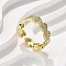 Brass Micro Pave Cubic Zirconia Cuff Rings for Women, Real 18K Gold Plated, Heart, 5.5mm, Inner Diameter: Adjustable