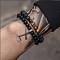 Fashion Retro Black Matte Bracelet Set with Zircon Crown, Diamond Ball, Dice, Lion Head Bracelet
