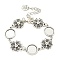 Antique Silver Plated Alloy Link Chain Bracelet Making, Fit for Cabochons, Flower, 6-7/8 inch(17.6cm), Tray: 12mm
