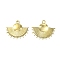 304 Stainless Steel Pendants, Fan Charm, Real 14K Gold Plated, 17.5x20.5x2.5mm, Hole: 1.6mm