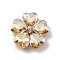 Alloy Cabochons, with Glass Rhinestone, Ligh Gold, Flower, Old Lace, 19x19x5.5mm