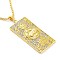 Golden Alloy Rhinestone Pendant Necklaces, Rectangle, 23.43 inch(59.5cm)