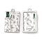 Brass Micro Pave Cubic Zirconia Pendants, Nickel Free, Rectangle, Real Platinum Plated, 22.5x13x4mm, Hole: 1.5mm