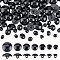 210Pcs 7 Style 1-Hole Plastic Buttons, Half Round, Black, 10~22x9~14mm, Hole: 2.5~3mm, 30pcs/style