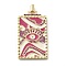 Brass Micro Pave Cubic Zirconia Pendants with Enamel, Cadmium Free & Nickel Free & Lead Free, 
Rectangle with Evil Eye, Pale Violet Red, 42.5x21.5x4mm, Hole: 4x2.5mm