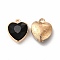 Faceted Glass Rhinestone Pendants, with Golden Tone Zinc Alloy Findings, Heart Charms, Black, 16.5x14x6.5mm, Hole: 1.6mm