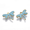 Brass Charms, Cadmium Free & Nickel Free & Lead Free, with Enamel, Dragonfly, Raw(Unplated), Light Blue, 9x12x2mm, Hole: 1mm