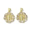 Rack Plating Brass Cubic Zirconia Pendants, Lead Free & Cadmium Free, Flat Round, Real 18K Gold Plated, 19x17x2.5mm, Hole: 5x3.5mm