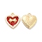 Alloy Rhinestone Pendants, with ABS Plastic Imitation Pearl Bead, Golden Tone Heart with Bowknot Charms, Light Siam, 17x16x3mm, Hole: 1.8mm