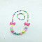 Plastic Beaded Necklaces & Beaded Bracelets, Kid Jewelry Sets, Colorful, Bowknot, 450mm & 140mm