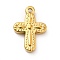Ion Plating(IP) 304 Stainless Steel Pendants, Cross Charms, Real 18K Gold Plated, 19x13.5x3mm, Hole: 1.6mm