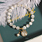 Cat Eye Round Beaded Bracelet with Cat Charms, Golden