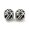 304 Stainless Steel Beads Rhinestone Settings, Large Hole Beads, Round, Letter Z, 9.5x8.5x9.5mm, Hole: 4mm, Fit for 0.8mm Rhinestone.