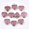 Electroplate Natural White Jade Pendants, with Cadmium Free & Nickel Free & Lead Free Iron Findings, Faceted, Heart, Dyed, Flamingo, Golden, 16~17x14~15x6~7mm, Hole: 1.8mm
