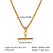 Hip-hop Stainless Steel T Bar Pendant Rope Chain Necklaces for Women, Golden, Real 18K Gold Plated, 16.93 inch(43cm)
