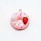 Resin Pendants, with Alloy Findings, Imitation Food, Doughnut with Strawberry, Pink, 25x21x14mm, Hole: 2mm