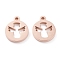 Ion Plating(IP) 304 Stainless Steel Charms, Laser Cut, Flat Round with Angel, Rose Gold, 13x11x1.5mm, Hole: 1.4mm
