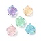 Mixed Color Resin Rose Pendants, with Iron Flower Filigree Findings, Silver, 16x15x7mm, Hole: 1mm