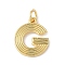 Brass Pendants, with Jump Ring, Letter Charms, Rack Plating, Long-Lasting Plated, Cadmium Free & Lead Free, Real 18K Gold Plated, Letter G, 15x12.5x1.5mm, Hole: 3.5mm