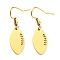PVD Vacuum Plating 304 Stainless Steel Dangle Earrings, Rugby, Golden, 36x9.5mm