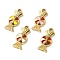 304 Stainless Steel Enamel Pendants, Candy Charm, Ion Plating(IP), Real 18K Gold Plated, Mixed Color, 17.5x8x2.5mm, Hole: 1.6mm