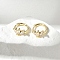 Brass Clear Cubic Zirconia Hoop Earrings, Leaf, Real 18K Gold Plated, 13.5x13.5x5.5mm
